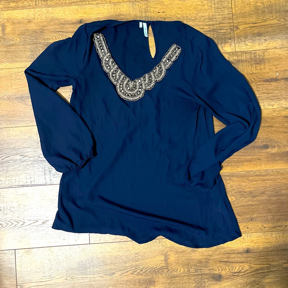 Embellished blue top